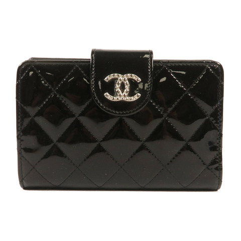 CHANEL 漆皮皮革Wallet銀扣錢包