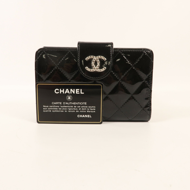 CHANEL 漆皮皮革Wallet銀扣錢包-8
