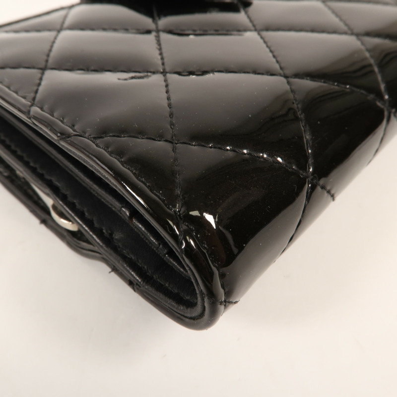 CHANEL 漆皮皮革Wallet銀扣錢包-12
