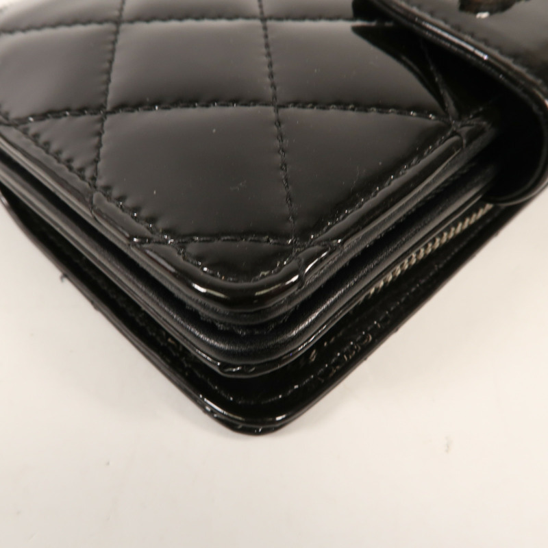 CHANEL 漆皮皮革Wallet銀扣錢包-14