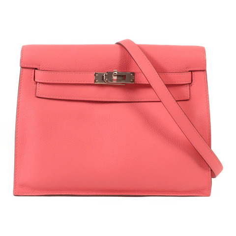 HERMES Ever Color皮革Kelly Danse銀扣肩背袋Rose Azalee