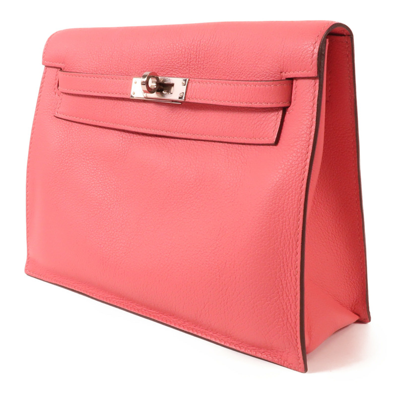 HERMES Ever Color皮革Kelly Danse銀扣肩背袋Rose Azalee-2