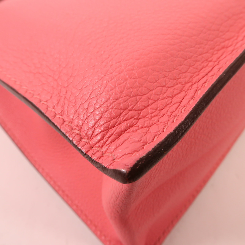 HERMES Ever Color皮革Kelly Danse銀扣肩背袋Rose Azalee-6