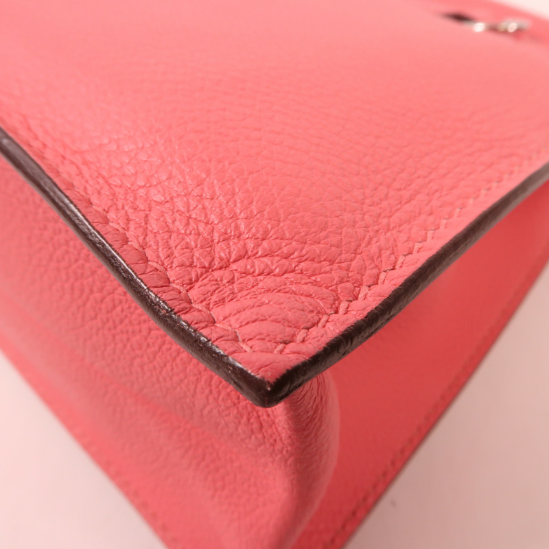 HERMES Ever Color皮革Kelly Danse銀扣肩背袋Rose Azalee-7