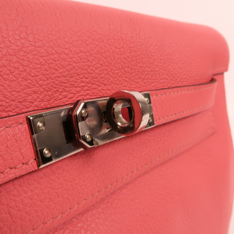 HERMES Ever Color皮革Kelly Danse銀扣肩背袋Rose Azalee-9