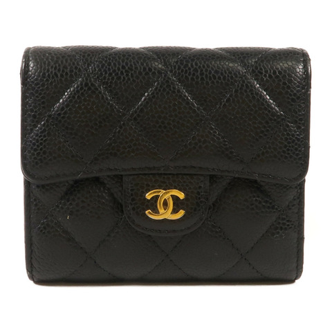 CHANEL 牛皮皮革Wallet金扣錢包