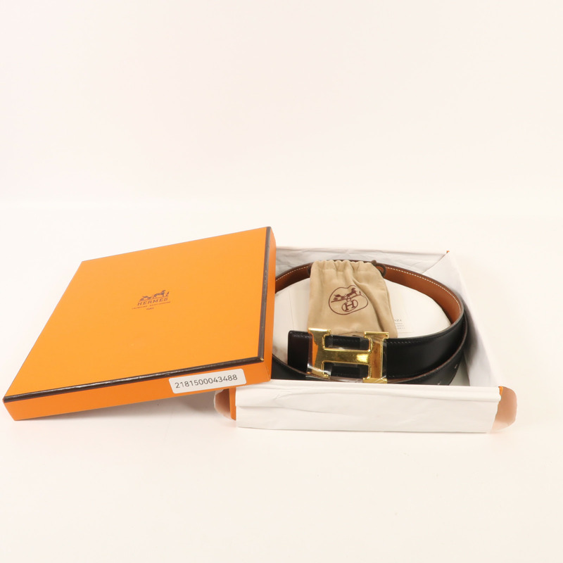 HERMES Box Calf皮革Constance Belt金扣皮帶-5