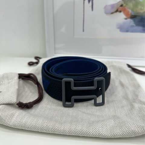 Hermes 愛馬仕 新款腰帶 皮帶 帆布材質 鏤空扣頭