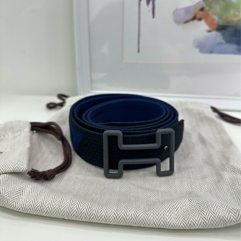 Hermes 愛馬仕 新款腰帶 皮帶 帆布材質 鏤空扣頭-0