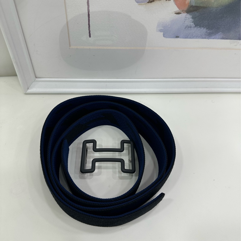 Hermes 愛馬仕 新款腰帶 皮帶 帆布材質 鏤空扣頭-2