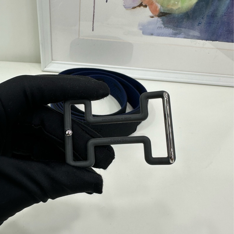 Hermes 愛馬仕 新款腰帶 皮帶 帆布材質 鏤空扣頭-3