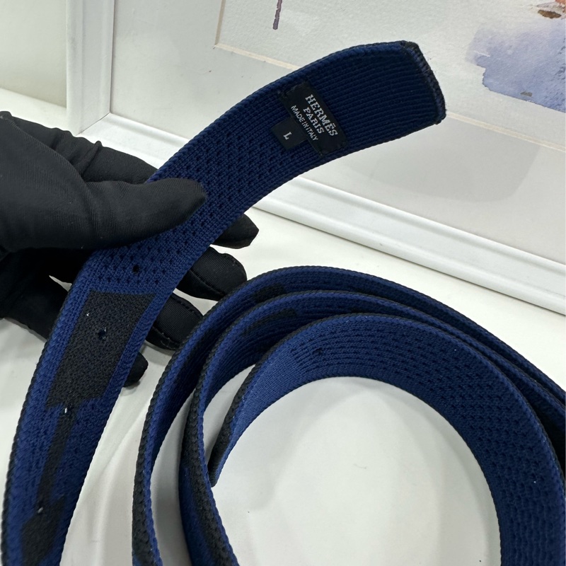 Hermes 愛馬仕 新款腰帶 皮帶 帆布材質 鏤空扣頭-4