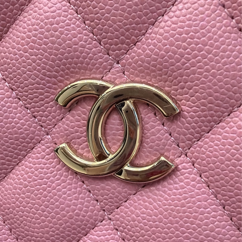 CHANEL 23P粉Mini Tote 背包 斜背 黑 櫻花粉-2