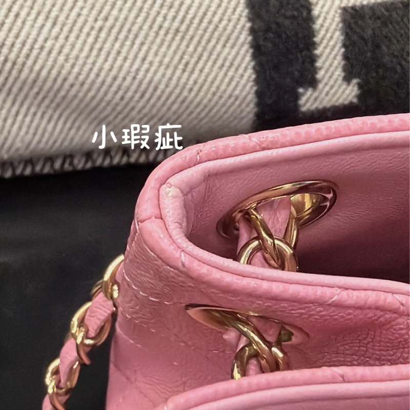 CHANEL 23P粉Mini Tote 背包 斜背 黑 櫻花粉-12