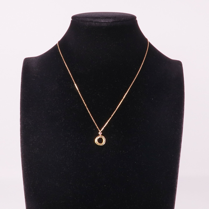 CARTIER 18K黃金/白金/玫瑰金Trinity Necklace With Pink Sapphire粉紅色藍寶石項鍊-5