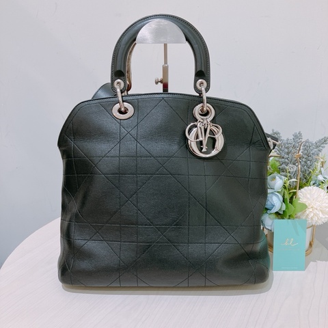 TK1838  Christian Dior 迪奧黑色手提/斜背包Granville Cannage Black X Peony X PHW