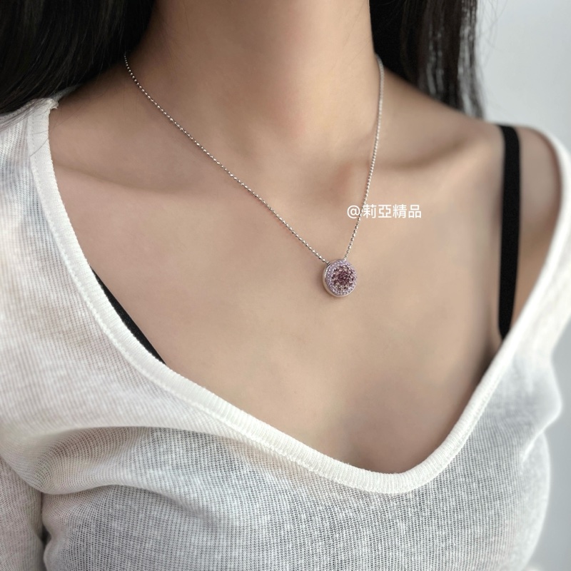 莉亞精品♡Swarovski 粉圓鑽項鍊 二手-1