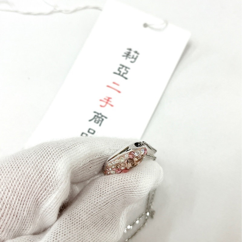 莉亞精品♡Swarovski 粉鑽愛心項鍊 二手-8