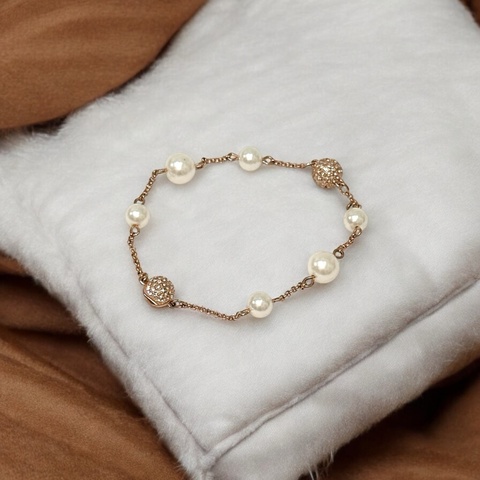 莉亞精品♡ SWAROVSKI 珍珠鑽球手鍊 二手美品
