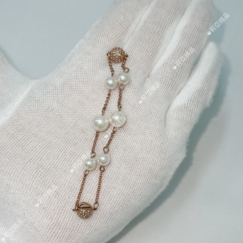 莉亞精品♡ SWAROVSKI 珍珠鑽球手鍊 二手美品-1