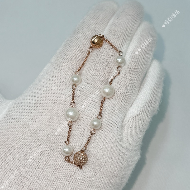 莉亞精品♡ SWAROVSKI 珍珠鑽球手鍊 二手美品-2