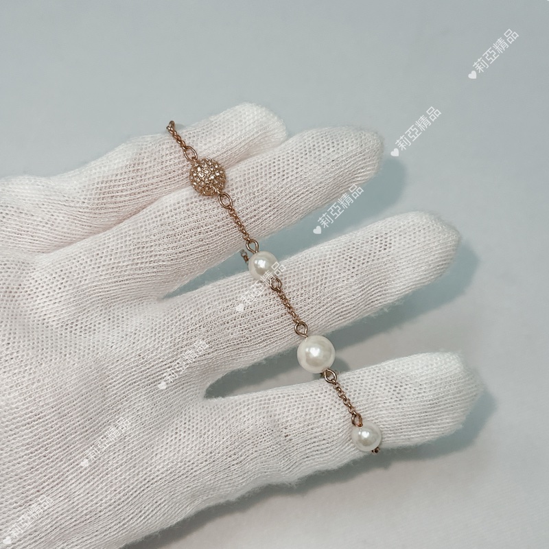 莉亞精品♡ SWAROVSKI 珍珠鑽球手鍊 二手美品-4