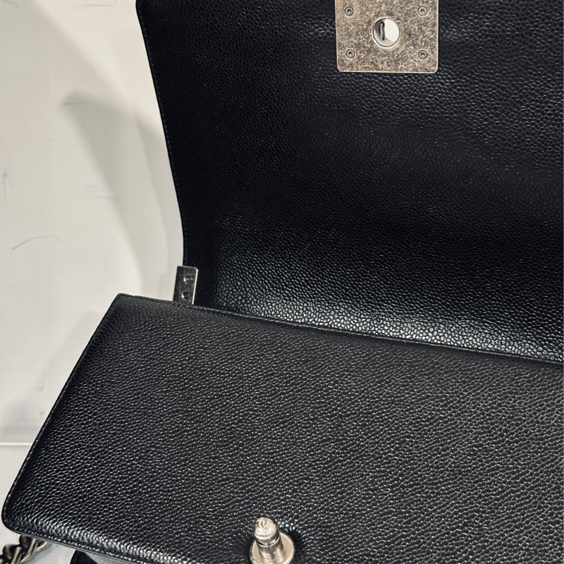🈶購證 #9新閒置 #荔枝皮 香奈兒黑銀Leboy中號25cm荔枝牛皮-18
