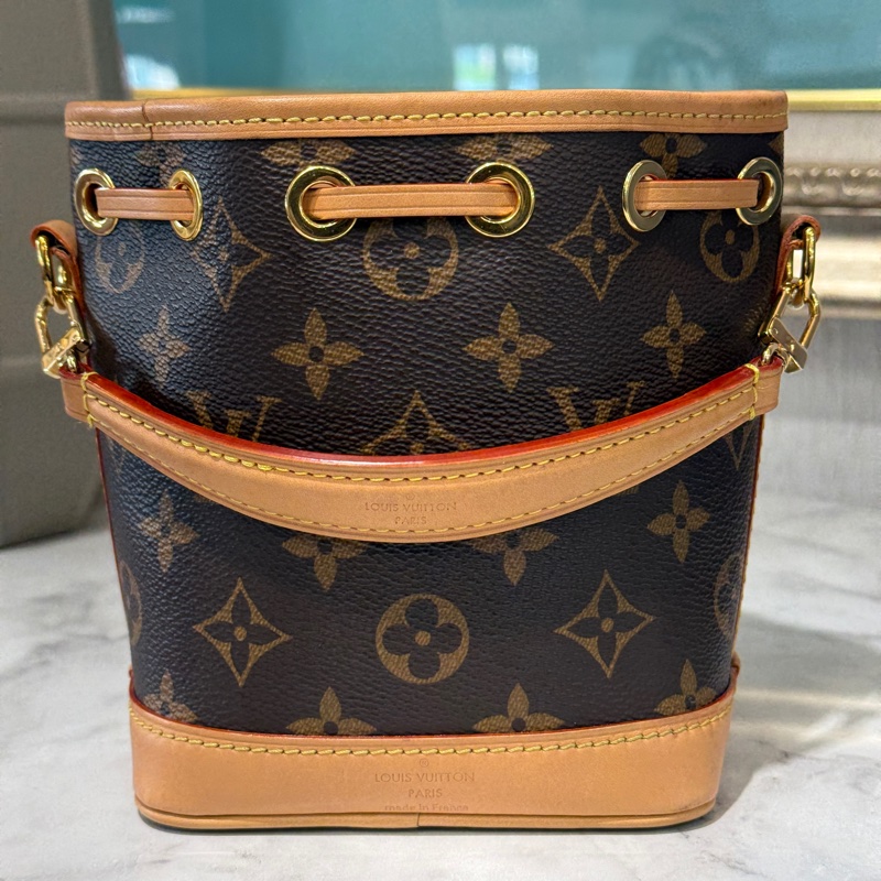 LV 原花NanoNoe金釦束口手提肩斜背水桶包M81266-1