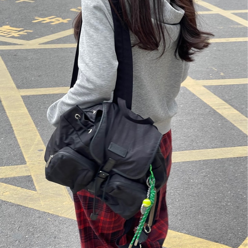 Gucci 510343 尼龍 降落傘 黑色 logo 口袋 雙肩包 後背包 手提包 肩背包-3
