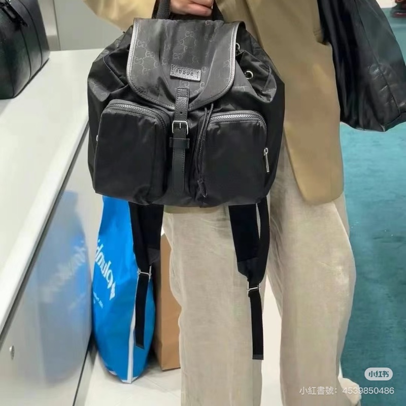 Gucci 510343 尼龍 降落傘 黑色 logo 口袋 雙肩包 後背包 手提包 肩背包-5