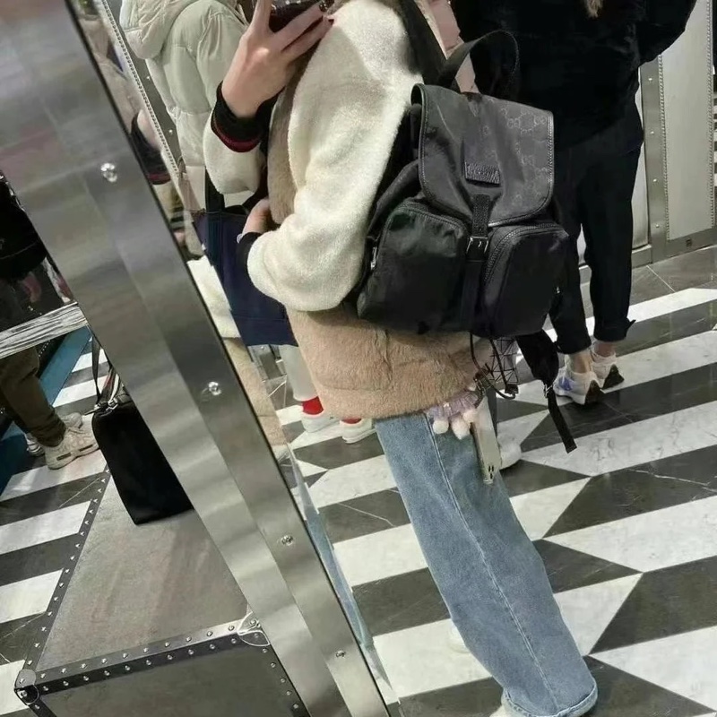 Gucci 510343 尼龍 降落傘 黑色 logo 口袋 雙肩包 後背包 手提包 肩背包-6