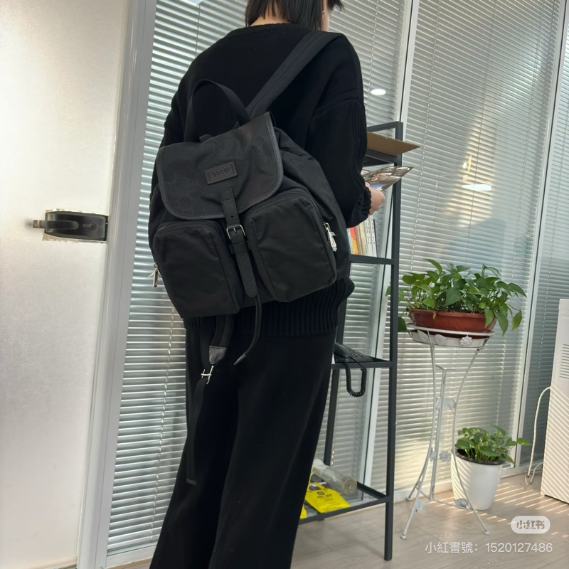 Gucci 510343 尼龍 降落傘 黑色 logo 口袋 雙肩包 後背包 手提包 肩背包-9