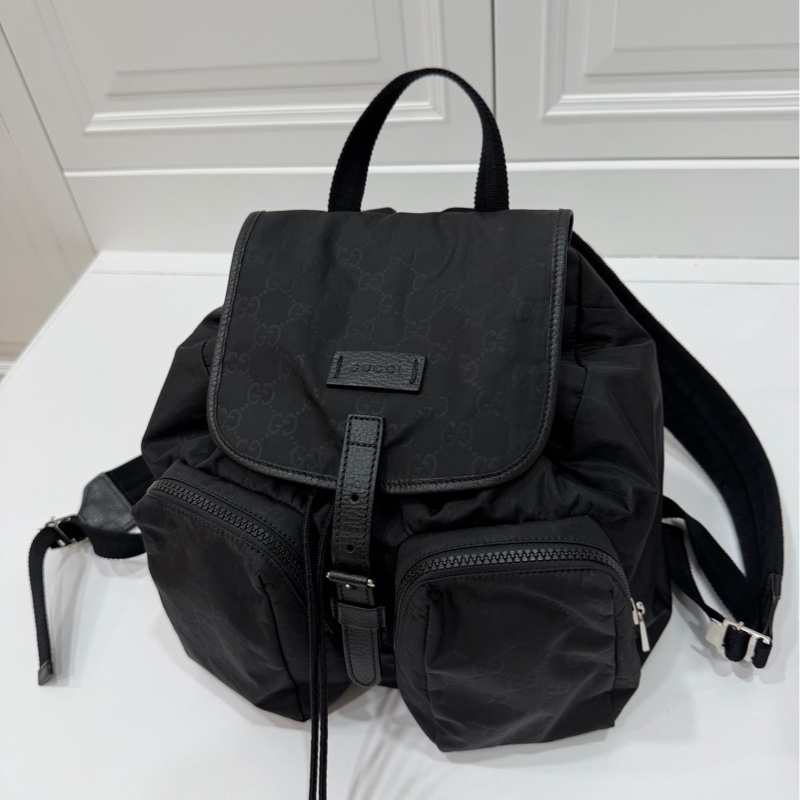 Gucci 510343 尼龍 降落傘 黑色 logo 口袋 雙肩包 後背包 手提包 肩背包-15