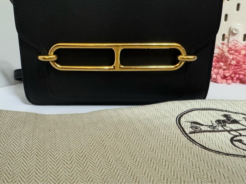 HERMES Roulis 19公分黑金猪鼻子 evergrain牛皮89黑色 刻印c刻-4