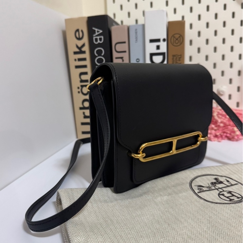 HERMES Roulis 19公分黑金猪鼻子 evergrain牛皮89黑色 刻印c刻-21
