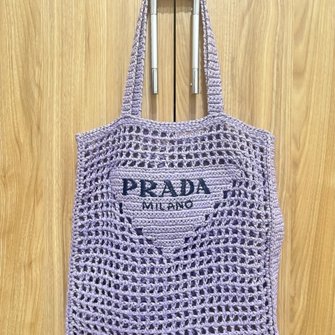 Prada 鉤織手提袋 薰衣草紫色