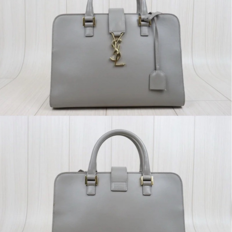 「JL精品代購」97新 Ysl cabas 灰金波士頓 肩背/手提包-2