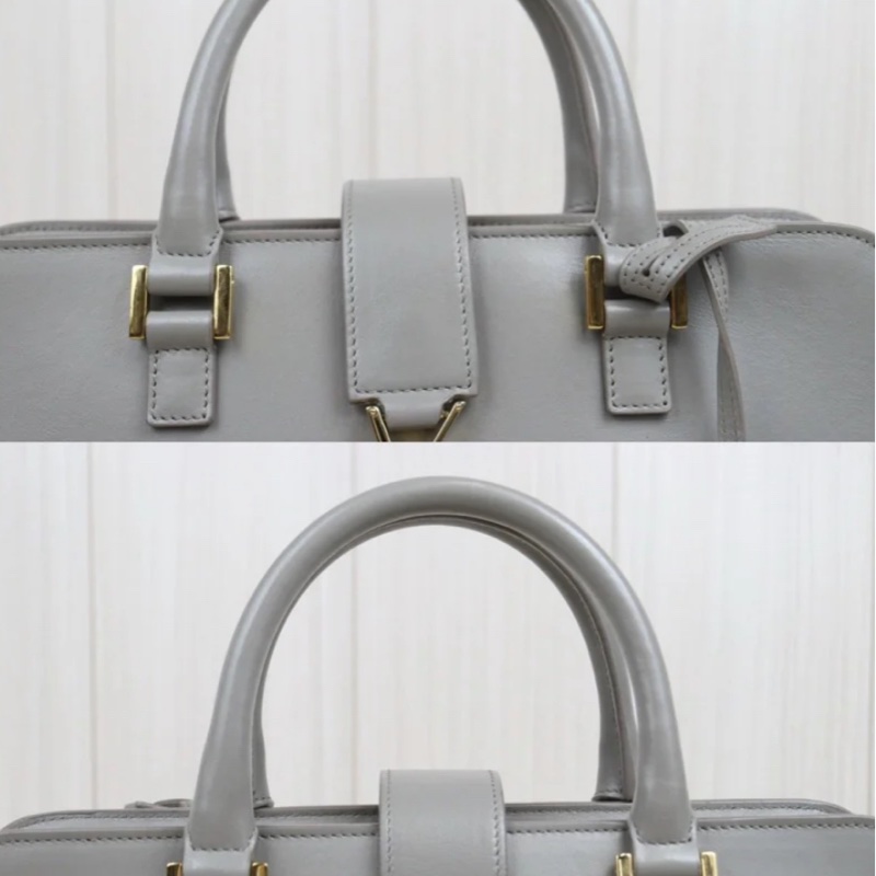 「JL精品代購」97新 Ysl cabas 灰金波士頓 肩背/手提包-4