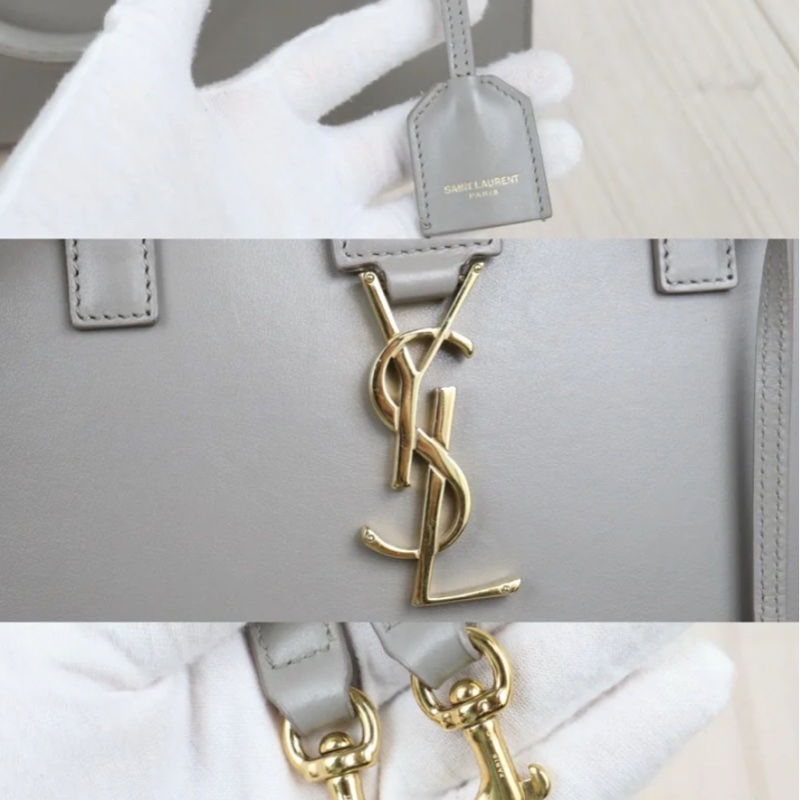 「JL精品代購」97新 Ysl cabas 灰金波士頓 肩背/手提包-8