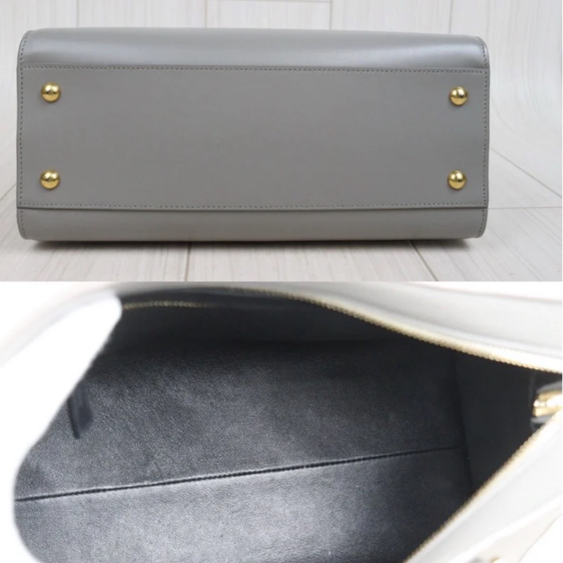 「JL精品代購」97新 Ysl cabas 灰金波士頓 肩背/手提包-9