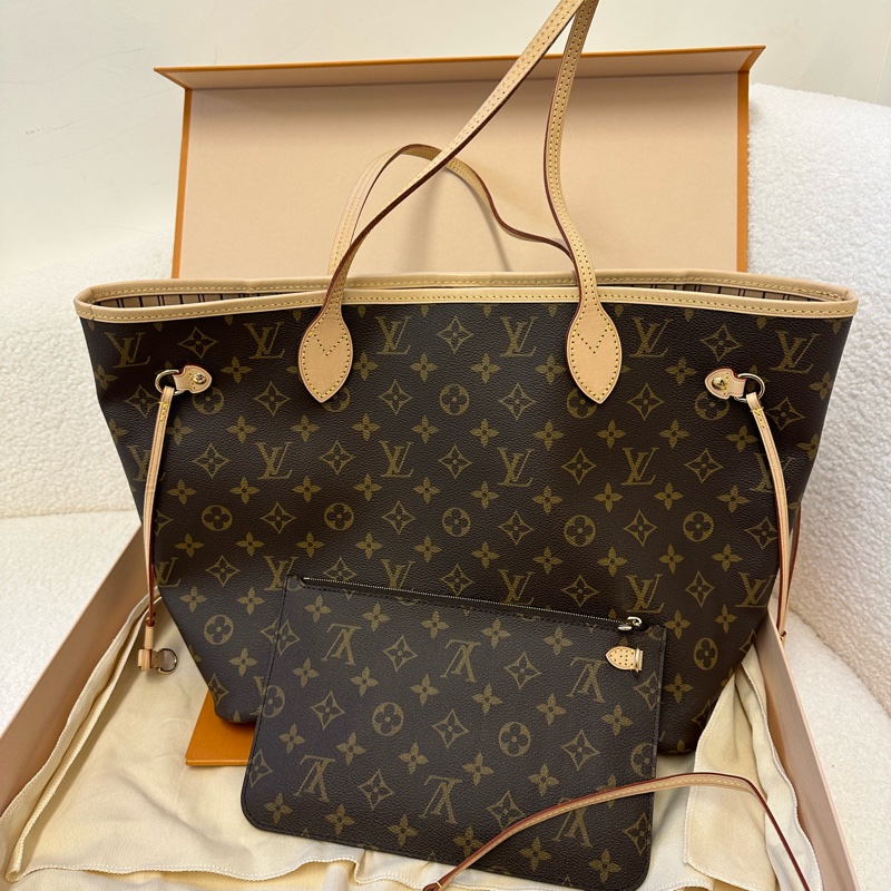 LOUIS VUITTON LV NEVERFULL MM 老花滿印 塗層帆布拼牛皮革 托特包Tote包購物袋子母包手提包單肩包 中號 女款-8
