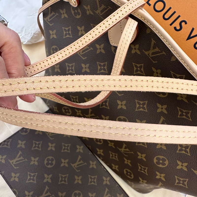 LOUIS VUITTON LV NEVERFULL MM 老花滿印 塗層帆布拼牛皮革 托特包Tote包購物袋子母包手提包單肩包 中號 女款-9