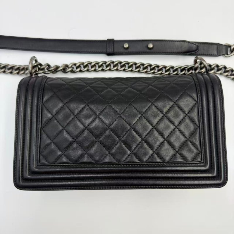 CHANEL boy25 黑色銀扣羊皮-6