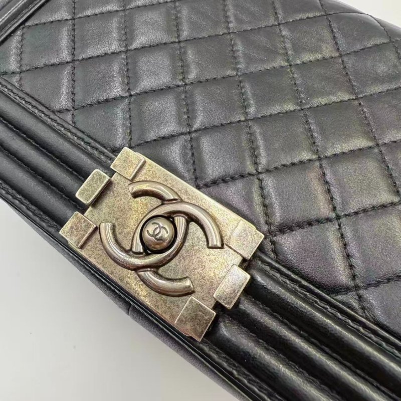CHANEL boy25 黑色銀扣羊皮-7