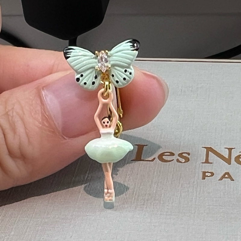 🦋Les Nereides 湖粉綠迷你芭蕾 耳環(耳夾)-6