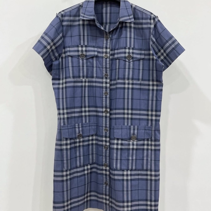 BURBERRY 倫敦 紫色系格紋洋裝-1