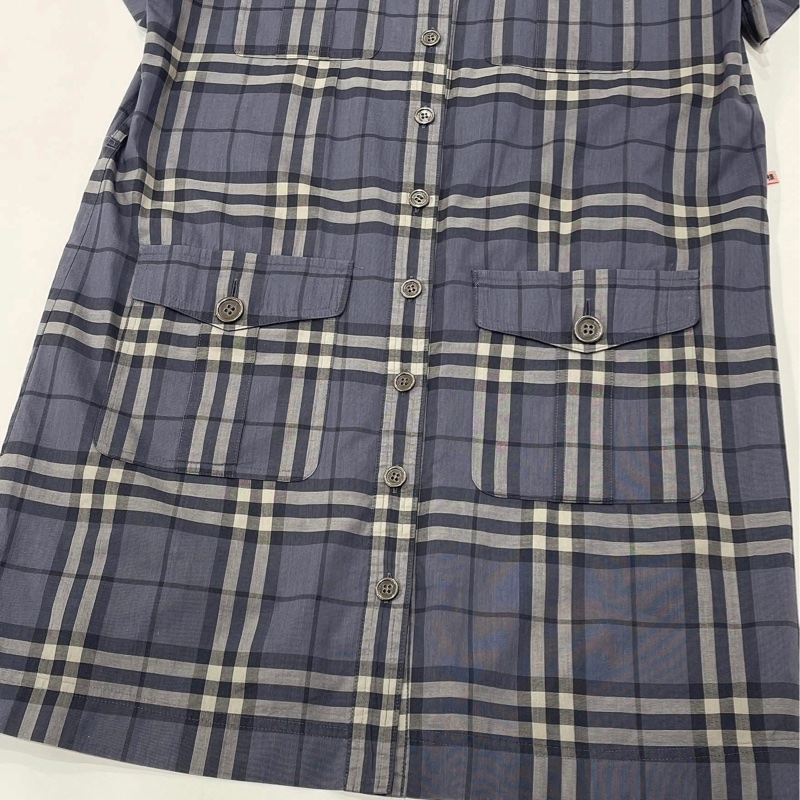 BURBERRY 倫敦 紫色系格紋洋裝-6