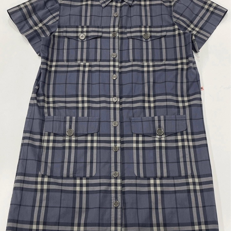 BURBERRY 倫敦 紫色系格紋洋裝-7