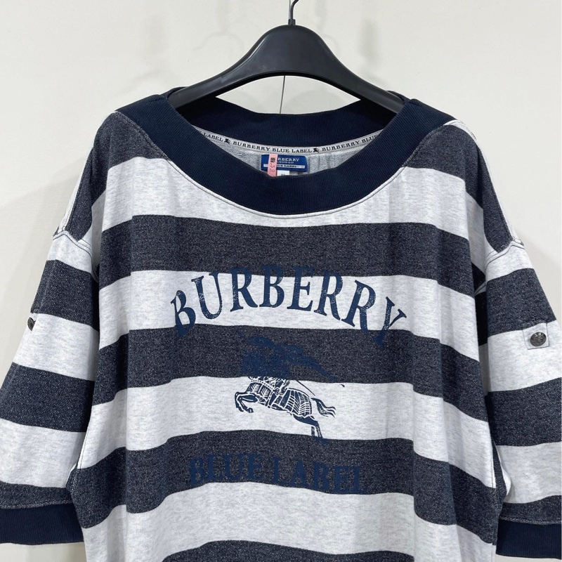 Burberry 藍標 橫條紋寬鬆大戰馬洋裝（袖可反折）-3