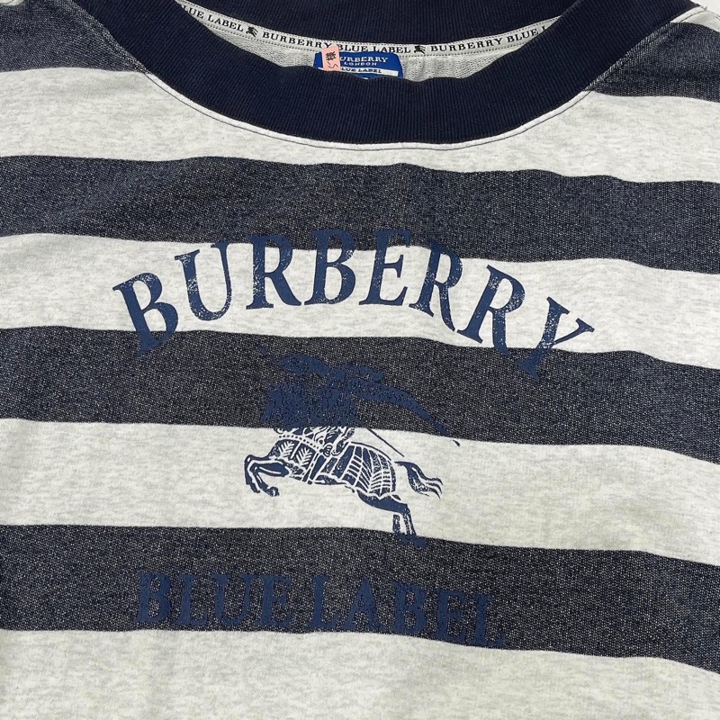 Burberry 藍標 橫條紋寬鬆大戰馬洋裝（袖可反折）-4